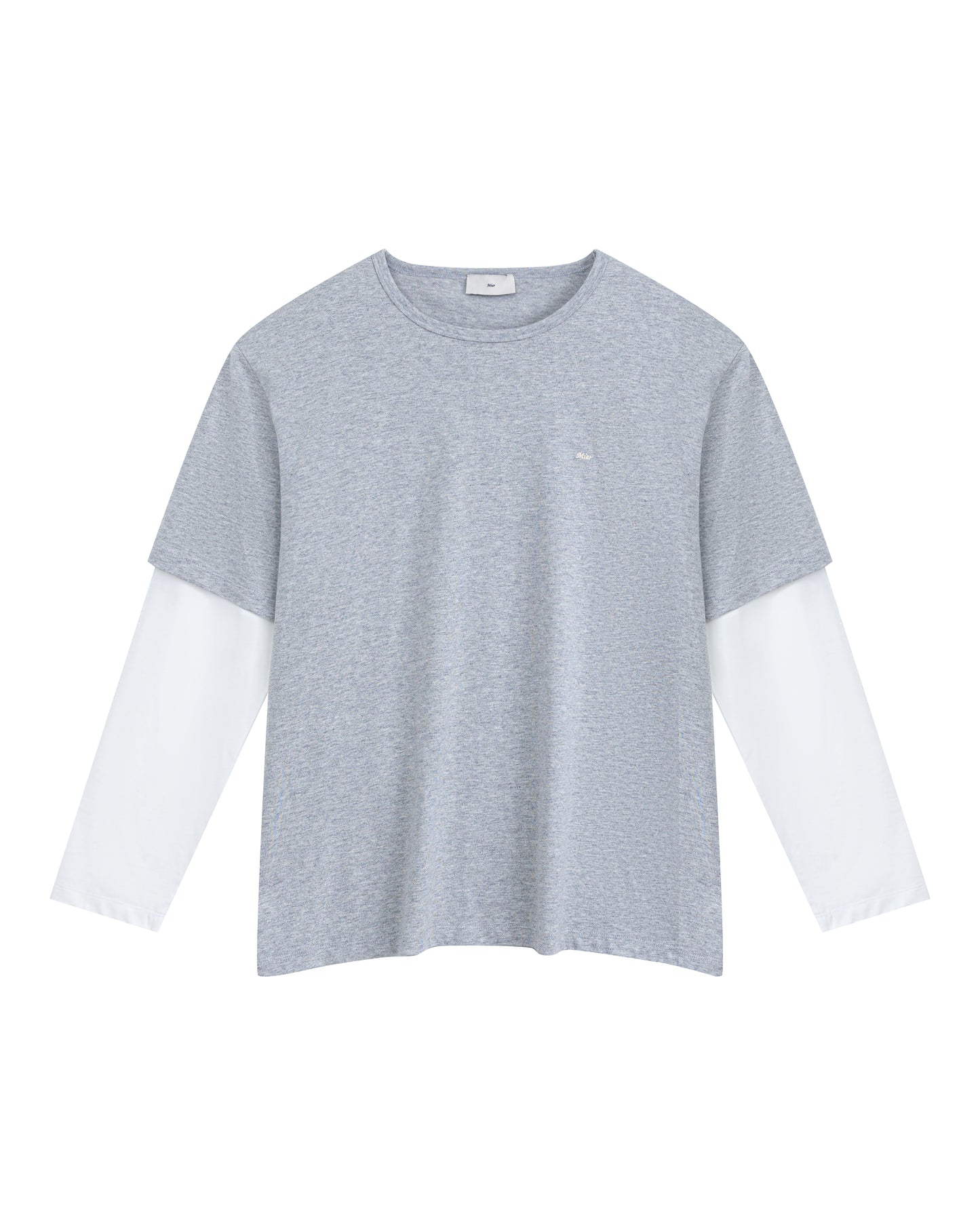 Brad Double-sleeve Tee in Grey/White