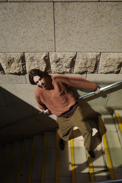 Wool-blend Quarter-zip Fleece Pullover in Camel