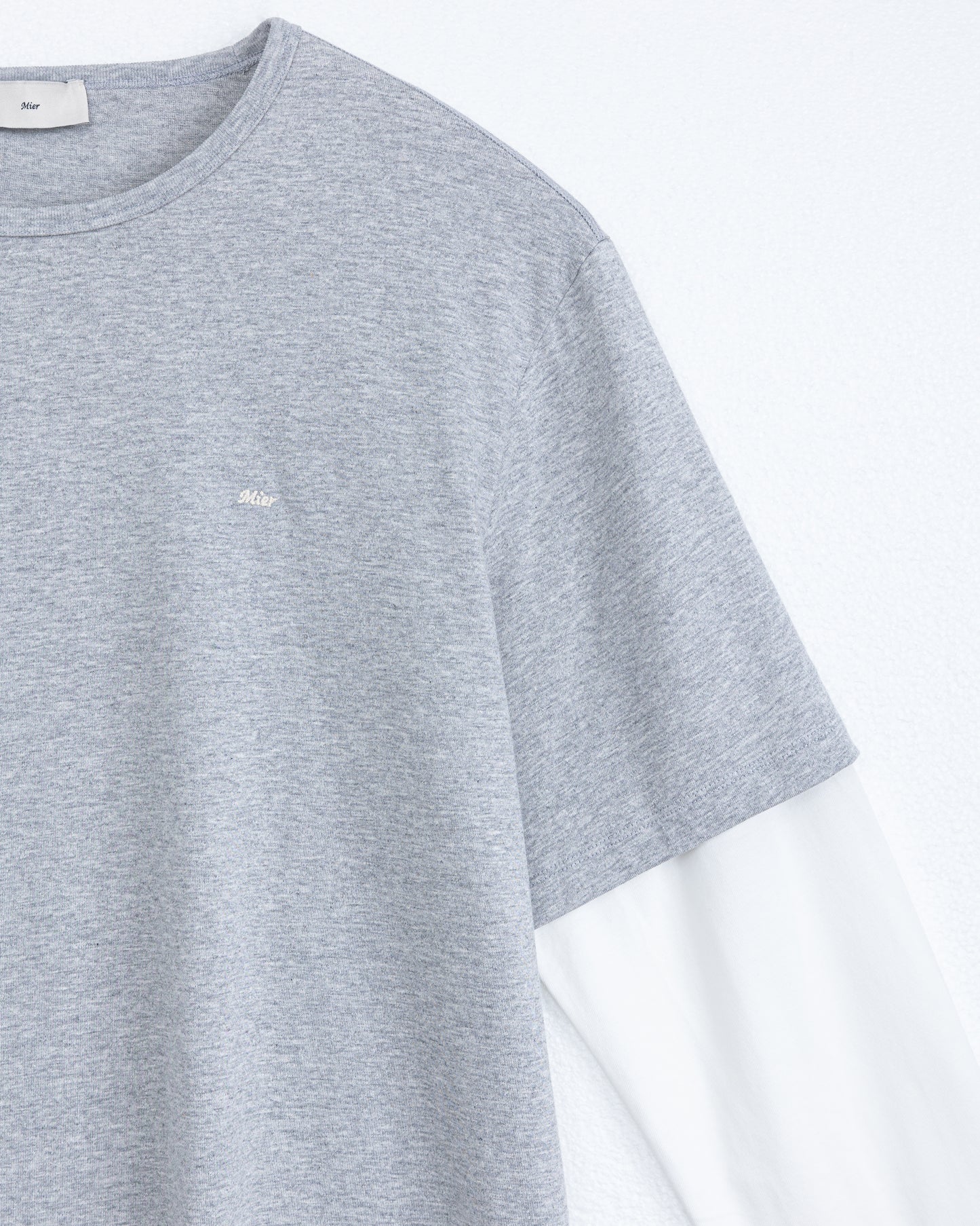 Brad Double-sleeve Tee in Grey/White