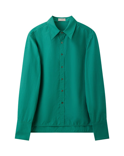 Cotton Typewriter Shirt in Emerald Green