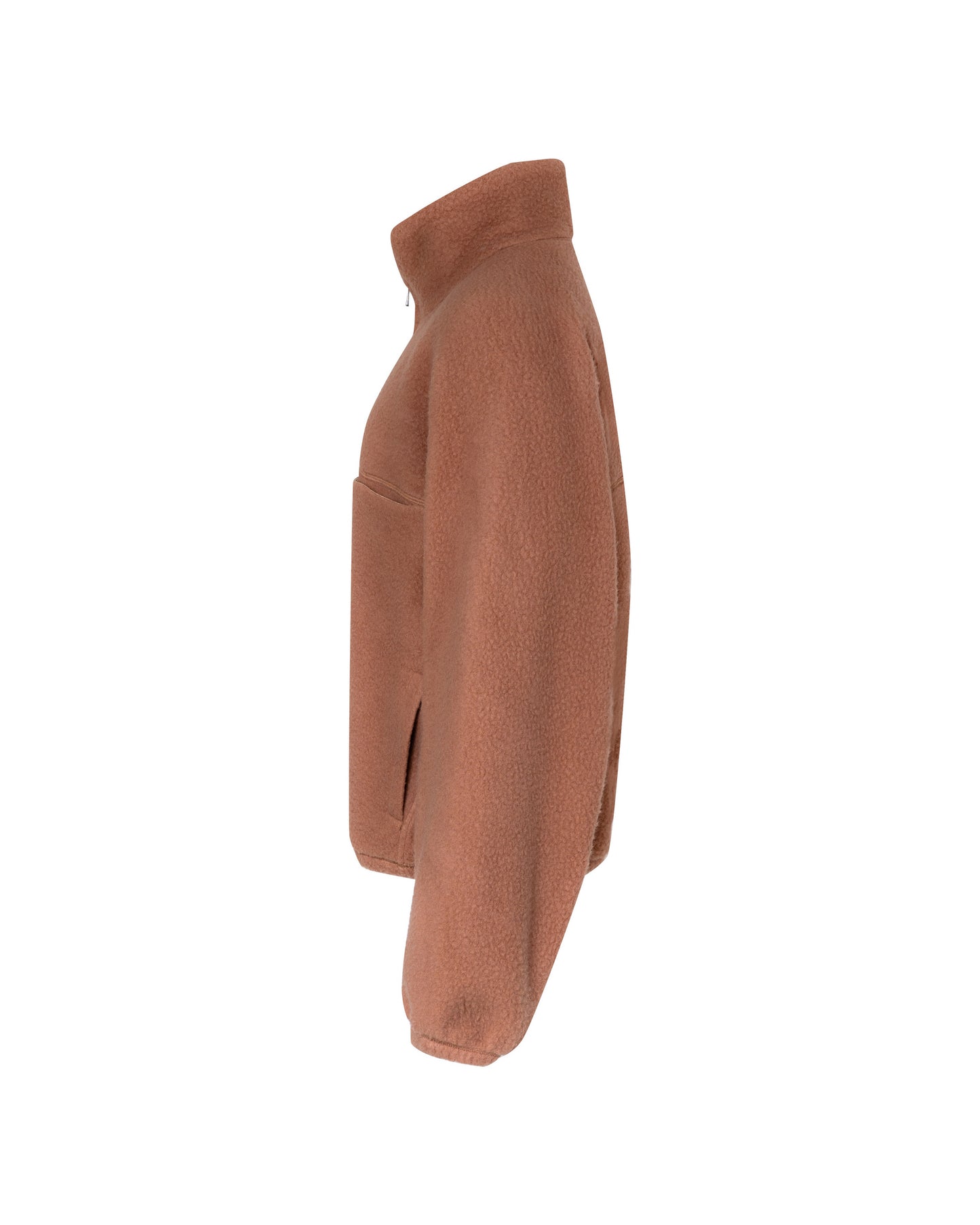 Wool-blend Quarter-zip Fleece Pullover in Camel