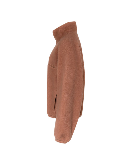 Wool-blend Quarter-zip Fleece Pullover in Camel