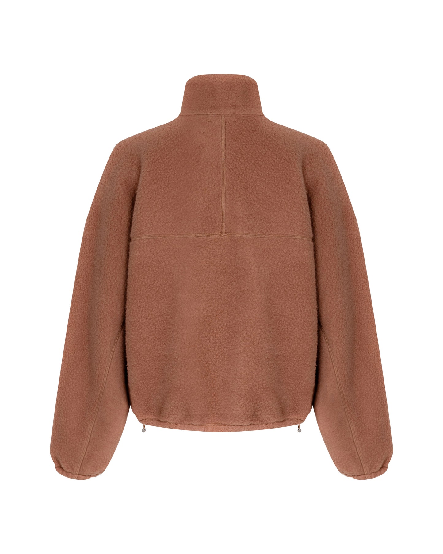 Wool-blend Quarter-zip Fleece Pullover in Camel
