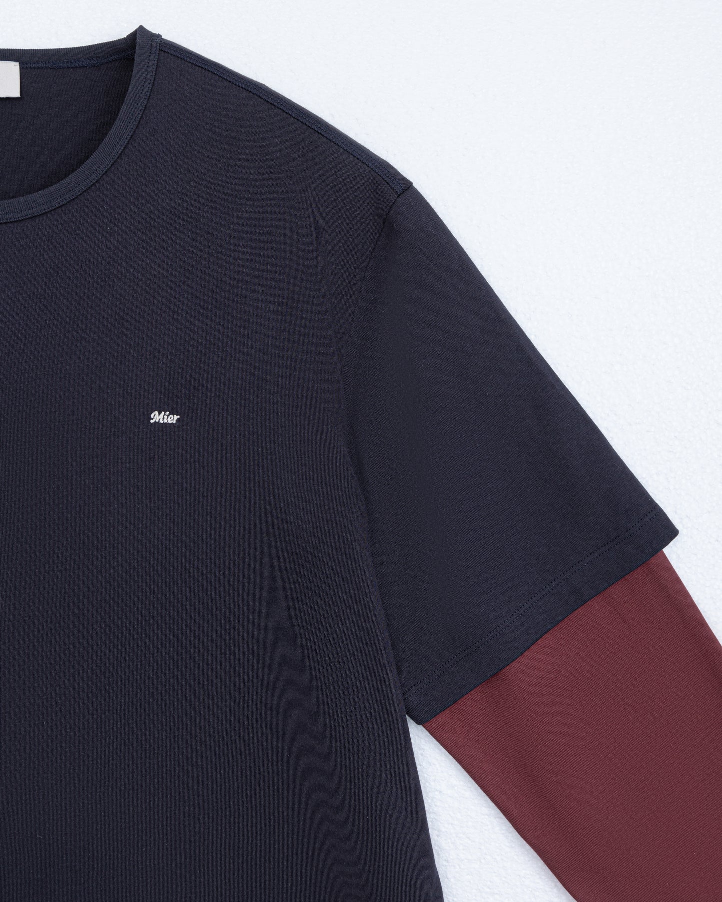 Brad Double-sleeve Tee in Deep Blue/Red