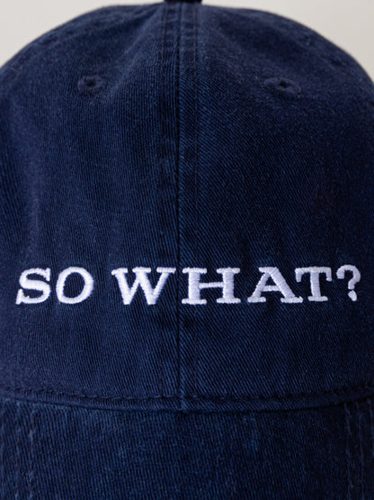 Embroidered Washed Cotton Hat in Navy